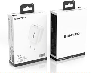 Сетевое Зарядное Устройство Senteo T-02 1USB-C+1USB-A PD20W/QC3.0 18W