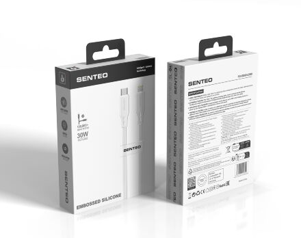 USB Cable Senteo SL-04 Embossed Transparent Silicone C-L 30W