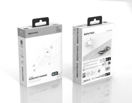Сетевое Зарядное Устройство Senteo Z-16L Set Fast Charger 30W USB-C + Lightning Cable