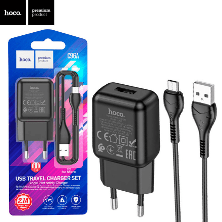 Мережевий Зарядний Пристрій Hoco C96A 1USB Micro